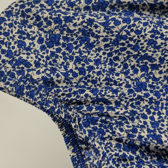 RTM Dress Size 22 Cream Blue Floral Maxi Ruffle 3/4 Sleeves Off-the-Shoulder NEW - Picture 4 of 7